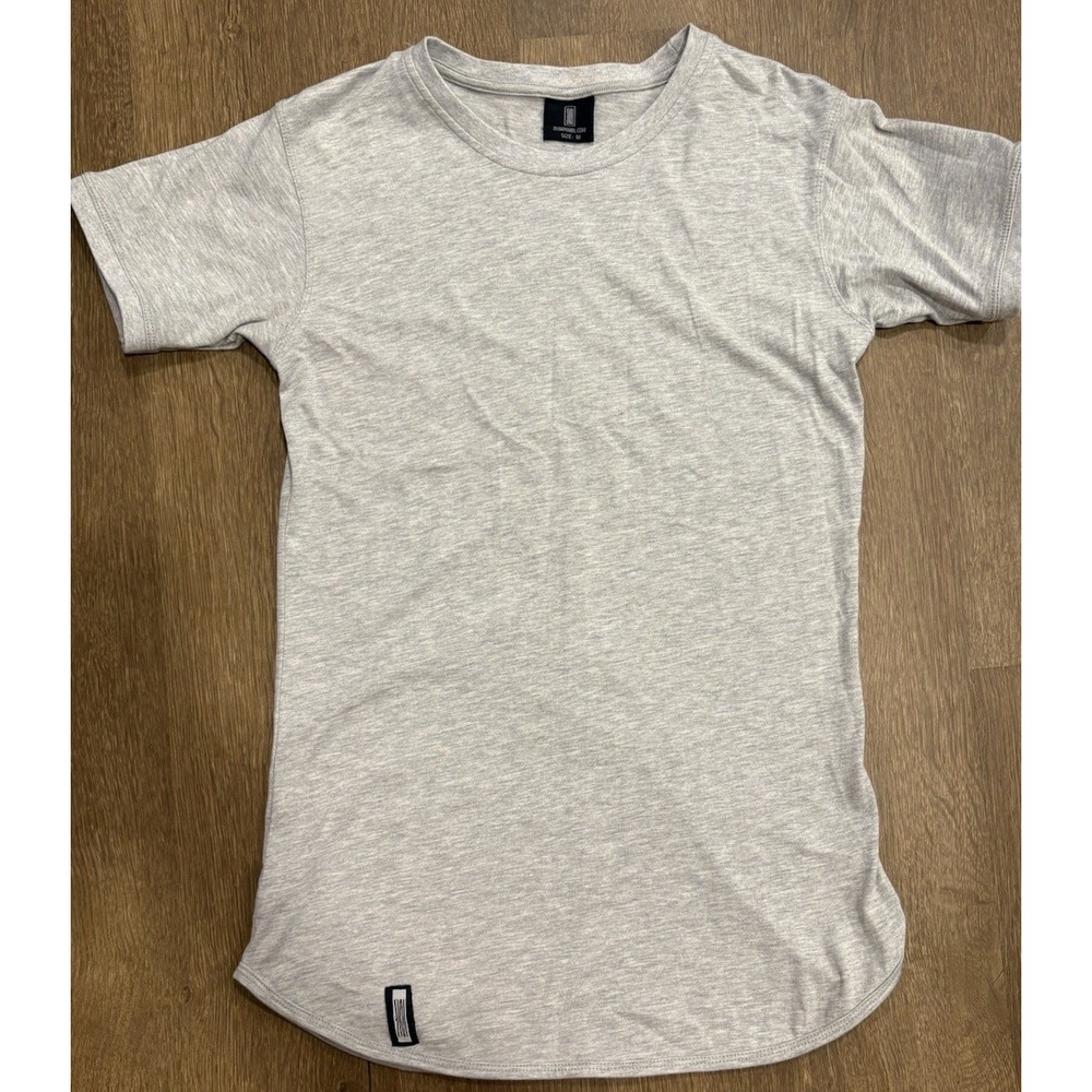 ZIVA Men's Fitted Crew Neck T-Shirt Gray Cotton Blend Gym Medium Curved Hem